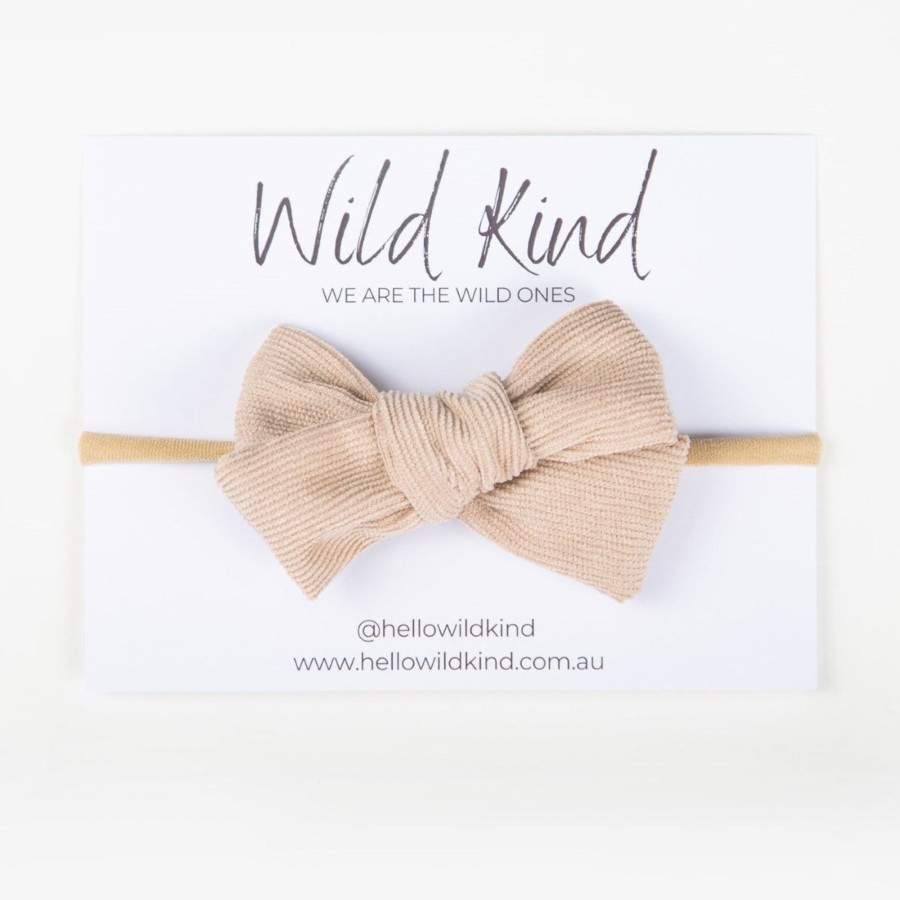 Baby [0-23M] Wild Kind Hair Accessories | Wild Kind Florence Cord Bow Headband - Oatmeal