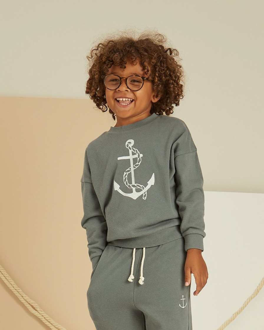 Child [2-14] Rylee + Cru Jumpers | Rylee + Cru Terry Crewneck - Anchor