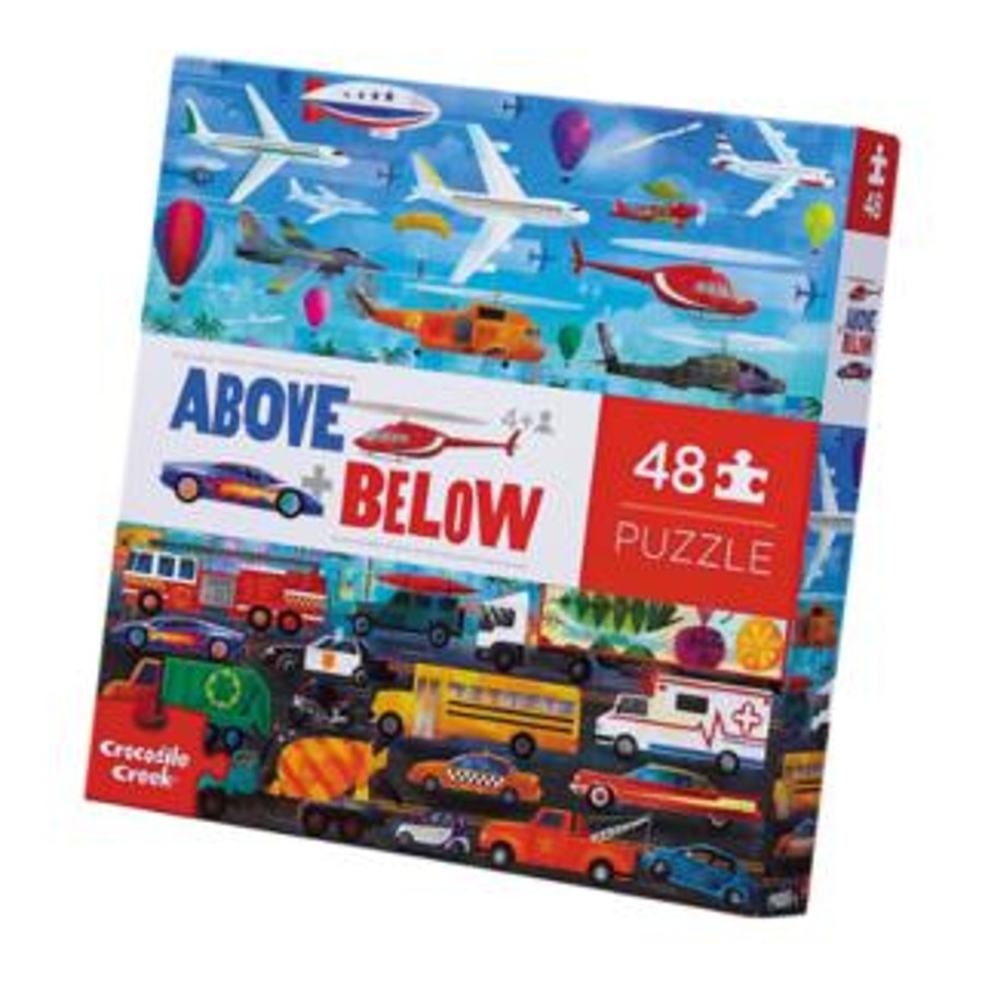 Play + Learn Crocodile Creek Puzzles | Above & Below Puzzle 48 Piece - Things That Go