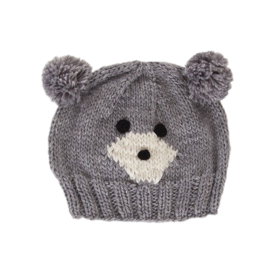 Child [2-14] Acorn Beanies | Acorn Bear Face Beanie - Grey