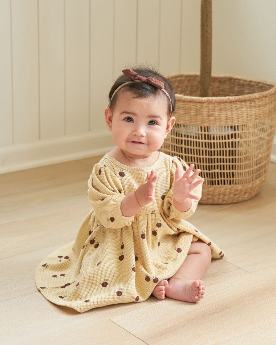 Baby [0-23M] Quincy Mae Dresses | Quincy Mae Waffle Babydoll Dress - Apples