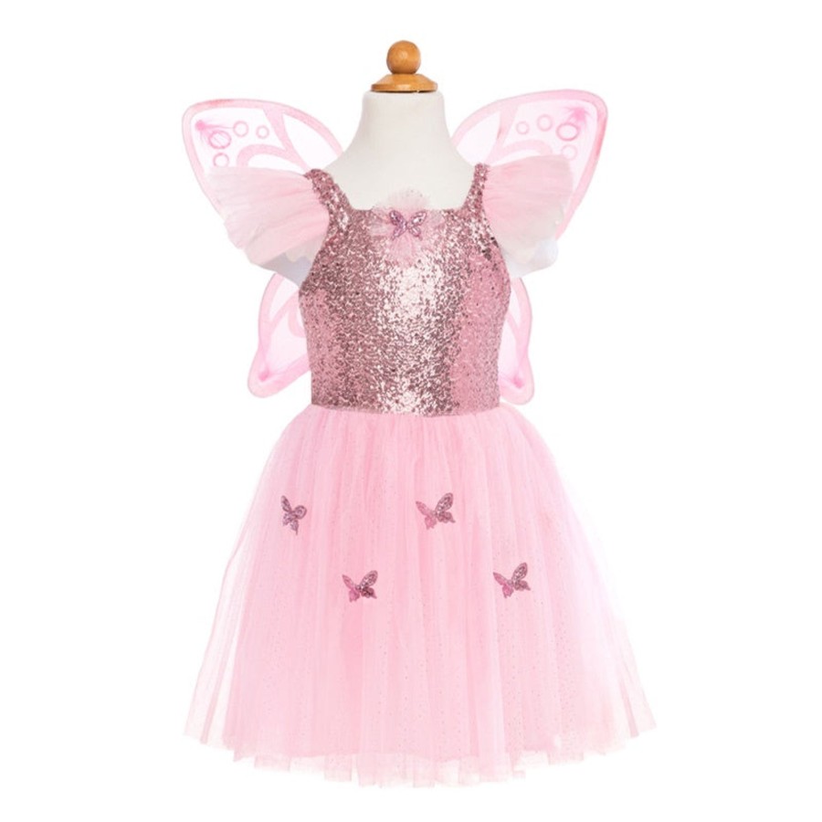 Play + Learn Great Pretenders Dress Ups | Pink Sequins Butterfly Dress & Wings - Size 5-7