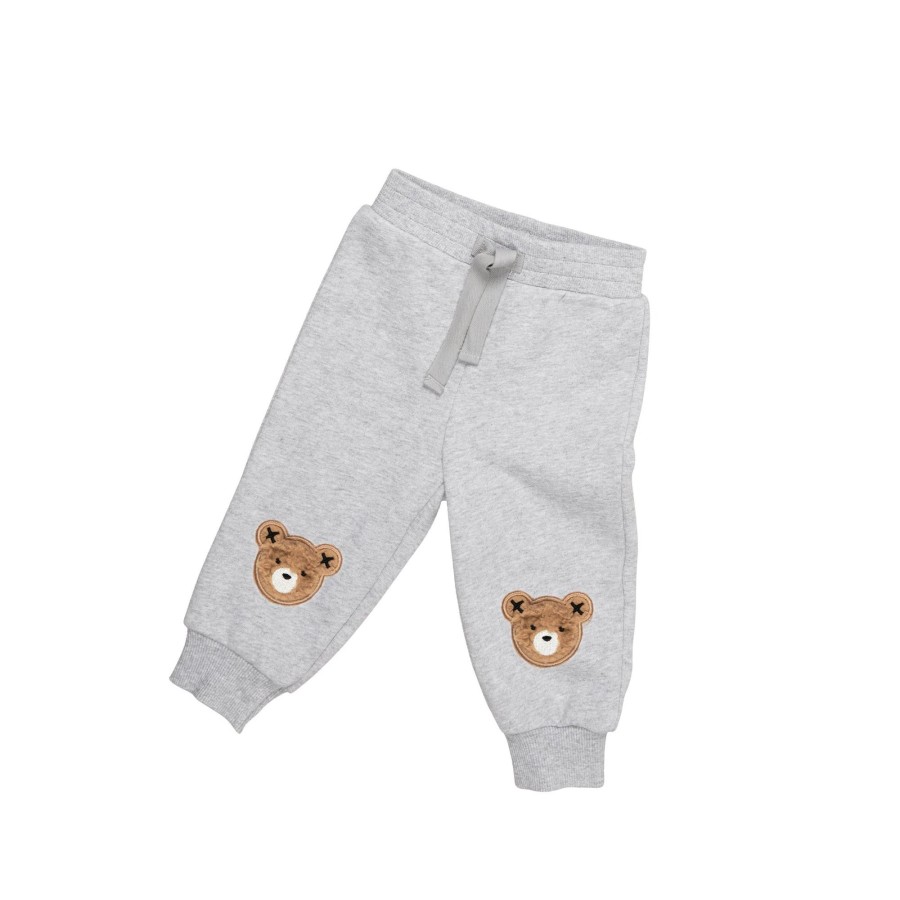 Baby [0-23M] Huxbaby Bottoms | Huxbaby Fur Hux Retro Track Pant - Light Grey Marle