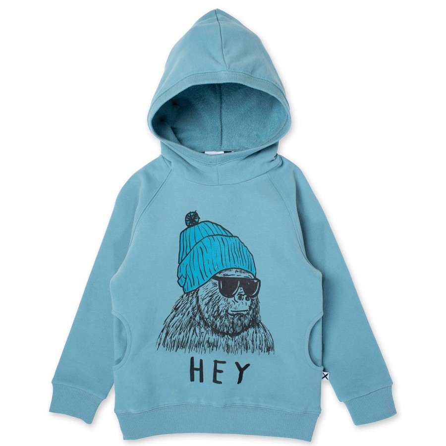 Baby [0-23M] Minti Jumpers | Minti Hey King Kong Furry Hood - Muted Blue