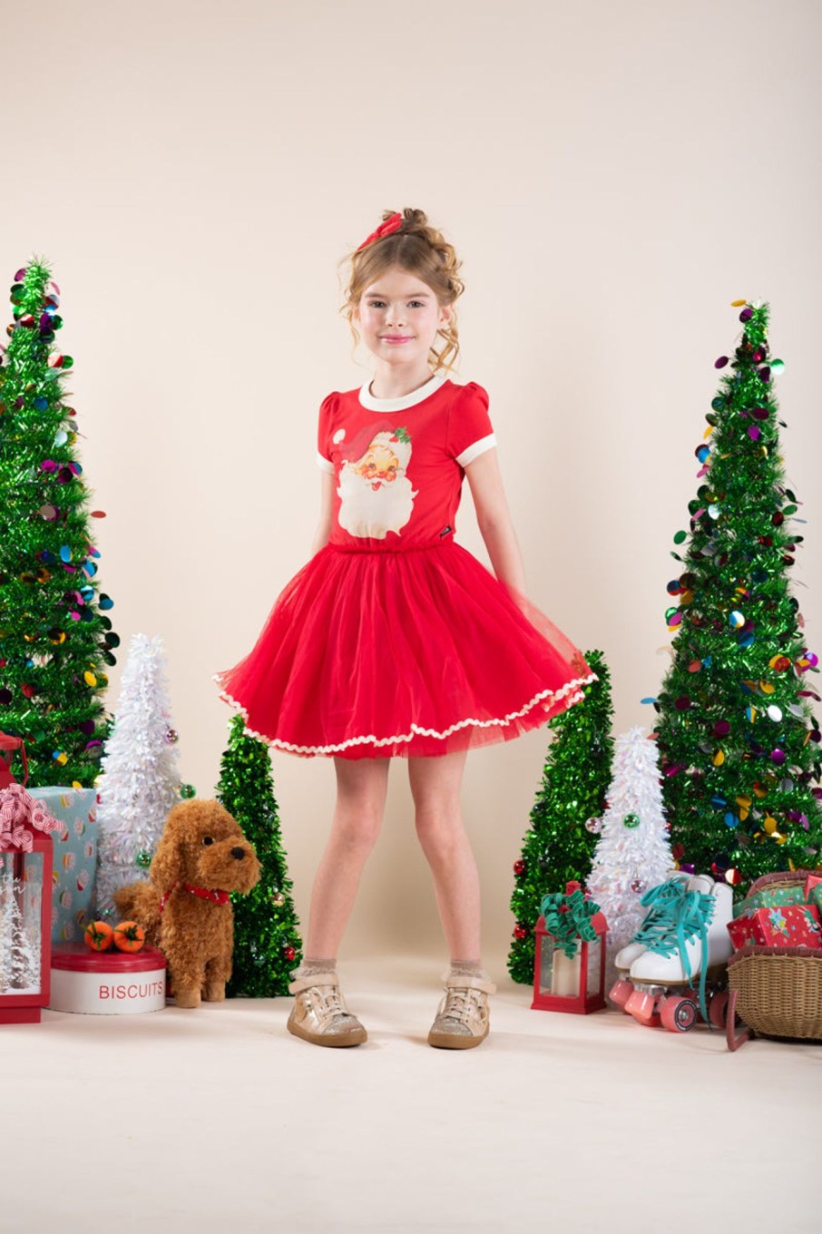 Child [2-14] Rock Your Baby Dresses | Rock Your Baby Circus Dress - Red Santa