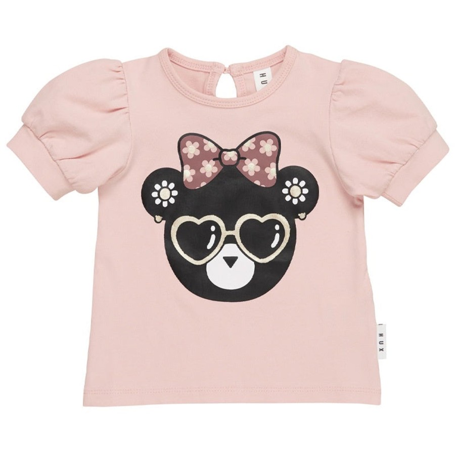 Child [2-14] Huxbaby Tops | Huxbaby Flower Hux Bear Puff T-Shirt Rosebud