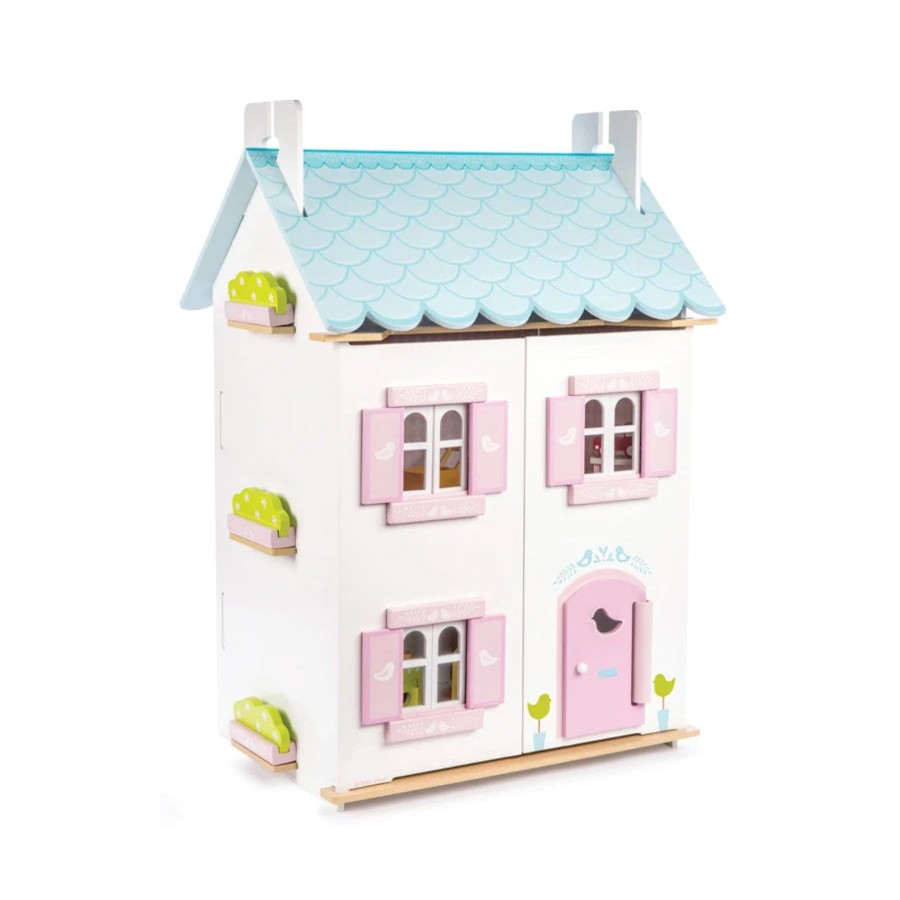 Play + Learn Le Toy Van Doll Houses | Daisylane Blue Bird Cottage Doll House With Furniture