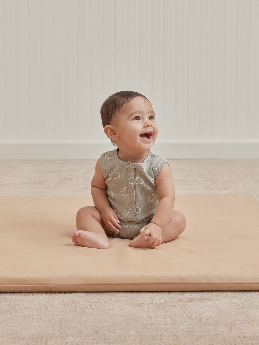 Child [2-14] Quincy Mae Overalls + Playsuits | Quincy Mae Ribbed Henley Romper | Clouds