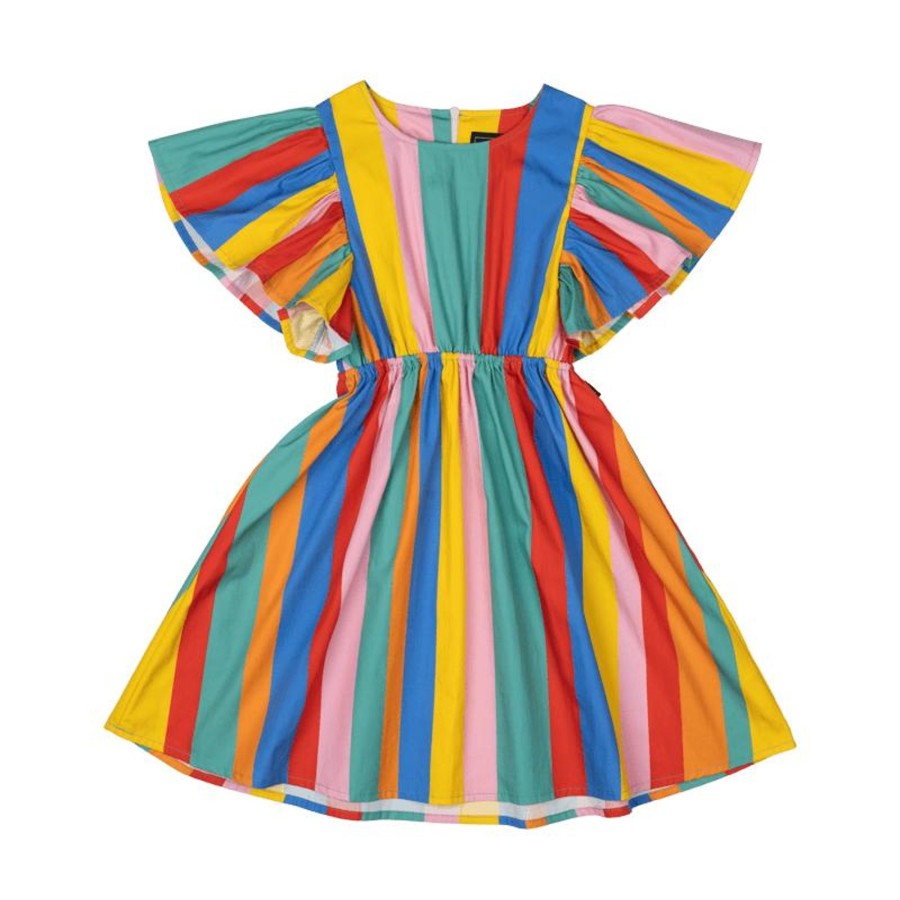 Child [2-14] Rock Your Baby Dresses | Rock Your Baby Rainbow Stripes Angel Wing Dress