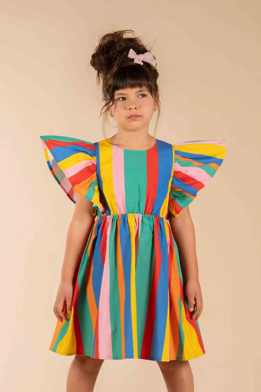 Child [2-14] Rock Your Baby Dresses | Rock Your Baby Rainbow Stripes Angel Wing Dress