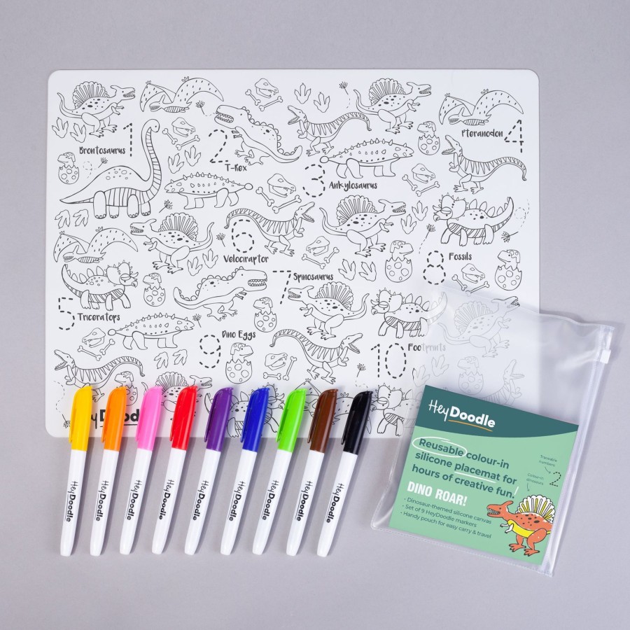 Play + Learn Hey Doodle Activity Sets | Hey Doodle Mat - Dino Roar | 123