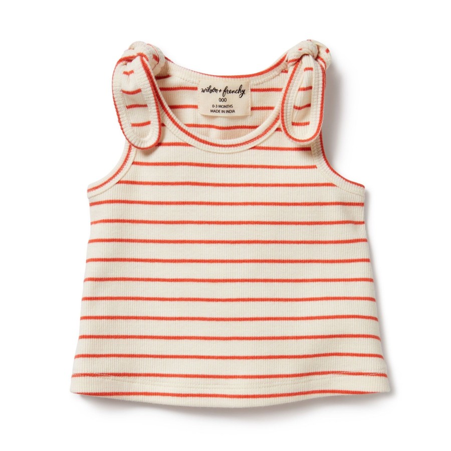 Baby [0-23M] Wilson & Frenchy Tops | Wilson And Frenchy Organic Tie Singlet Petit Rouge