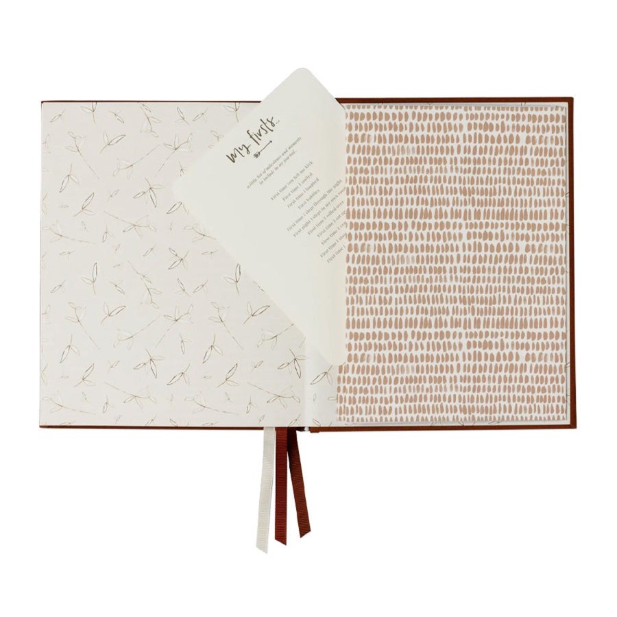 Grown Ups Emma Kate Co. | Emma Kate Co. Boxed Linen Cover Luxe Baby Journal - Pecan