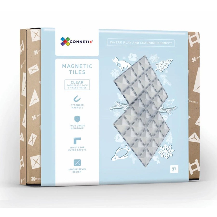 Play + Learn Connetix Magnet Play | Connetix Tiles - 2 Piece Base Plate Set | Clear