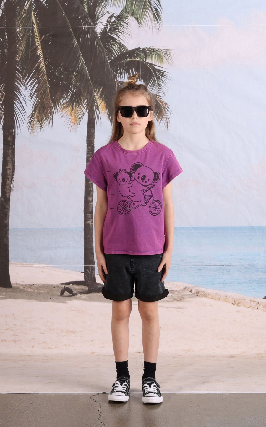 Child [2-14] Minti Tops | Minti Biking Koalas Tee - Purple Wash