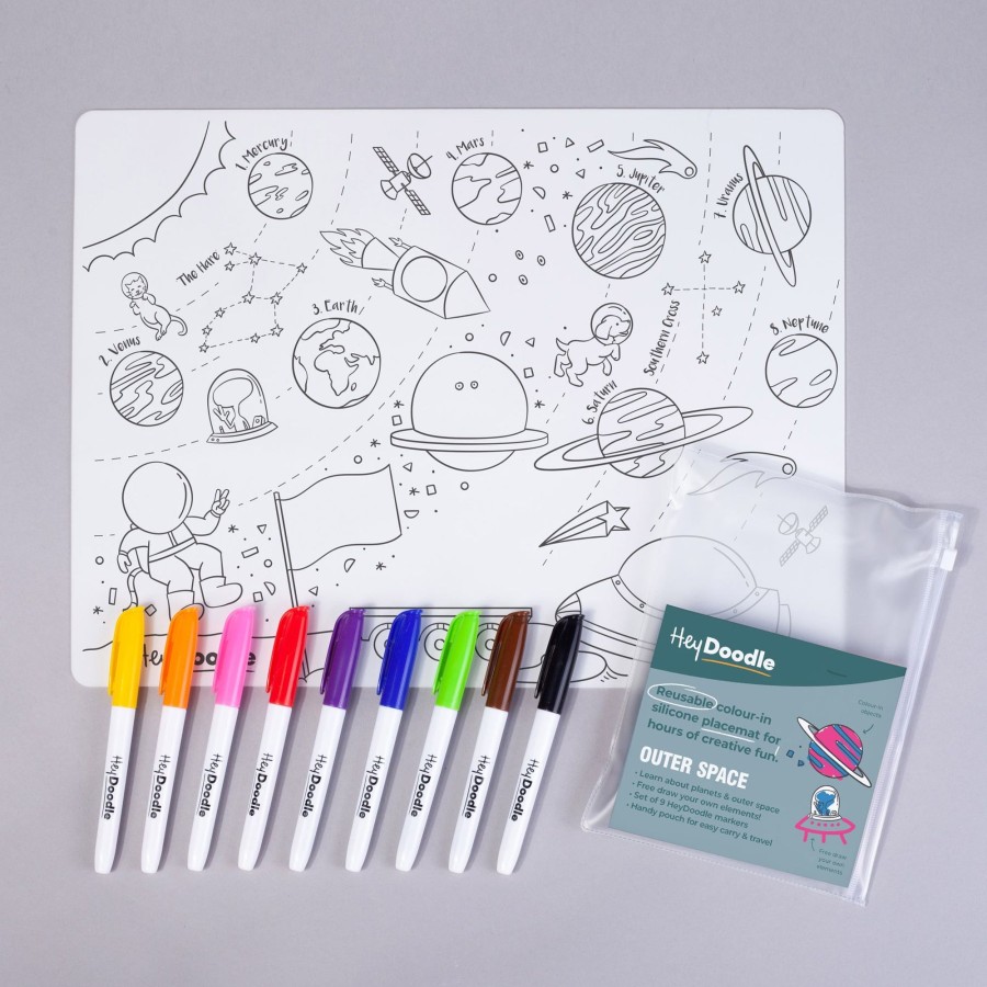 Play + Learn Hey Doodle Activity Sets | Hey Doodle Mat - Outer Space | Drw