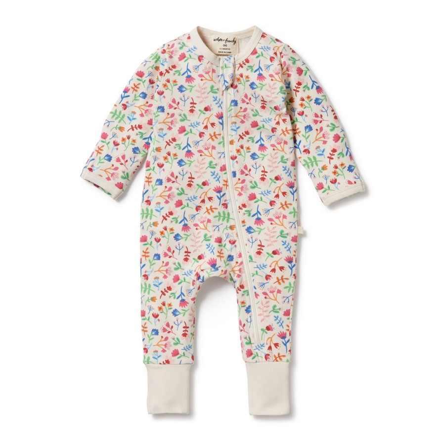 Baby [0-23M] Wilson & Frenchy All In One | Wilson And Frenchy Organic Zipsuit With Feet Tropical Garden