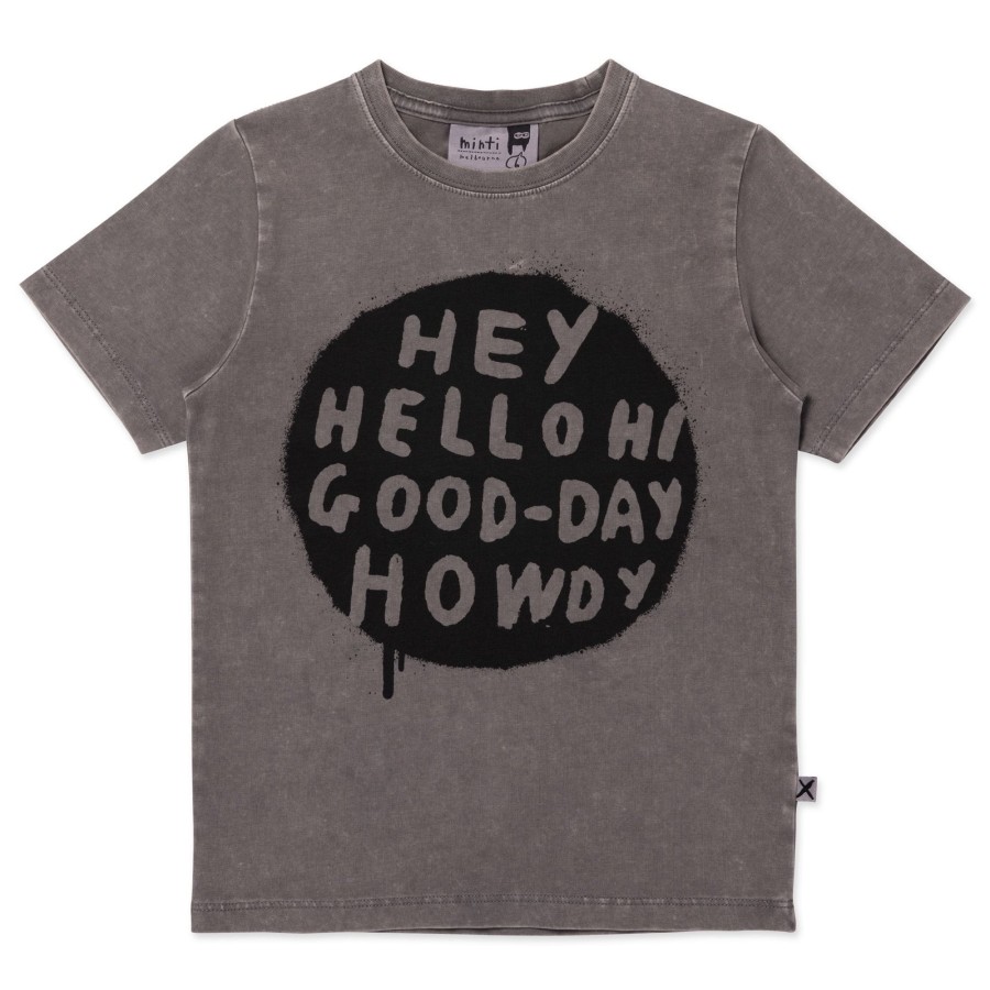 Child [2-14] Minti Tops | Minti Hey Hello Tee - Grey Wash