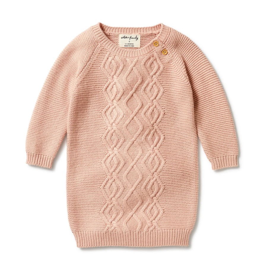 Child [2-14] Wilson & Frenchy Knitwear | Wilson And Frenchy Knitted Cable Dress - Rose