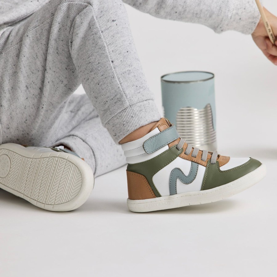 Child [2-14] Pretty Brave Footwear | Pretty Brave Hi-Top - Khaki Mix