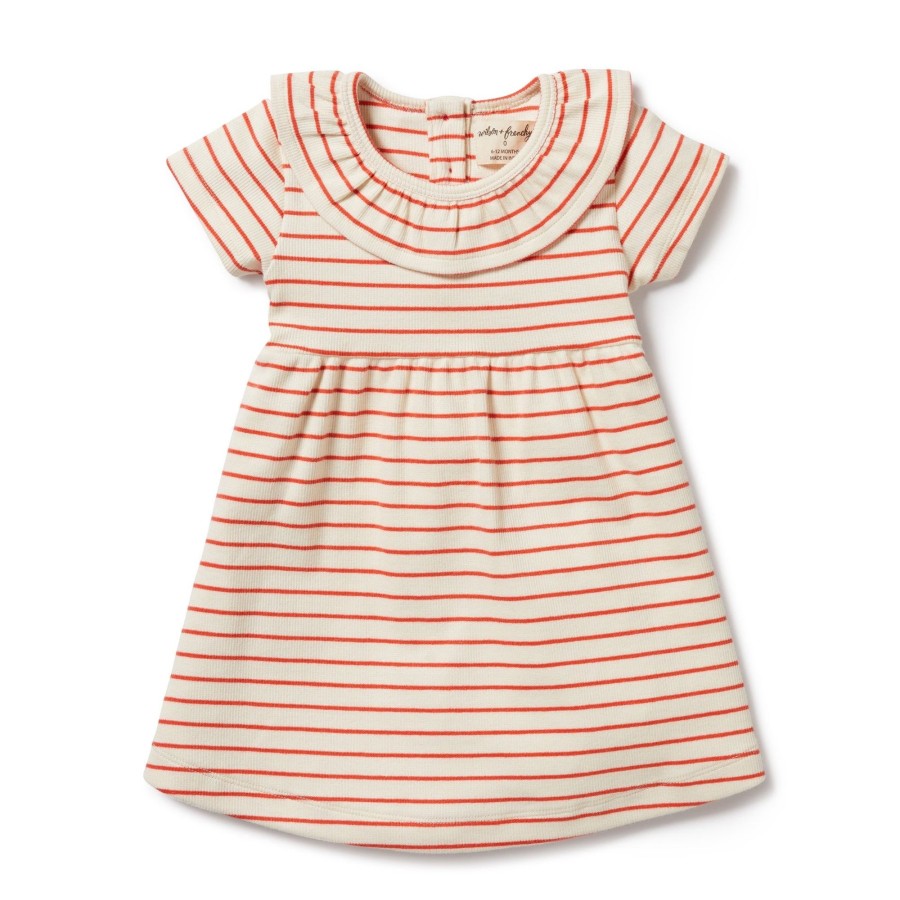 Baby [0-23M] Wilson & Frenchy Dresses | Wilson And Frenchy Organic Ruffle Dress Petit Rouge