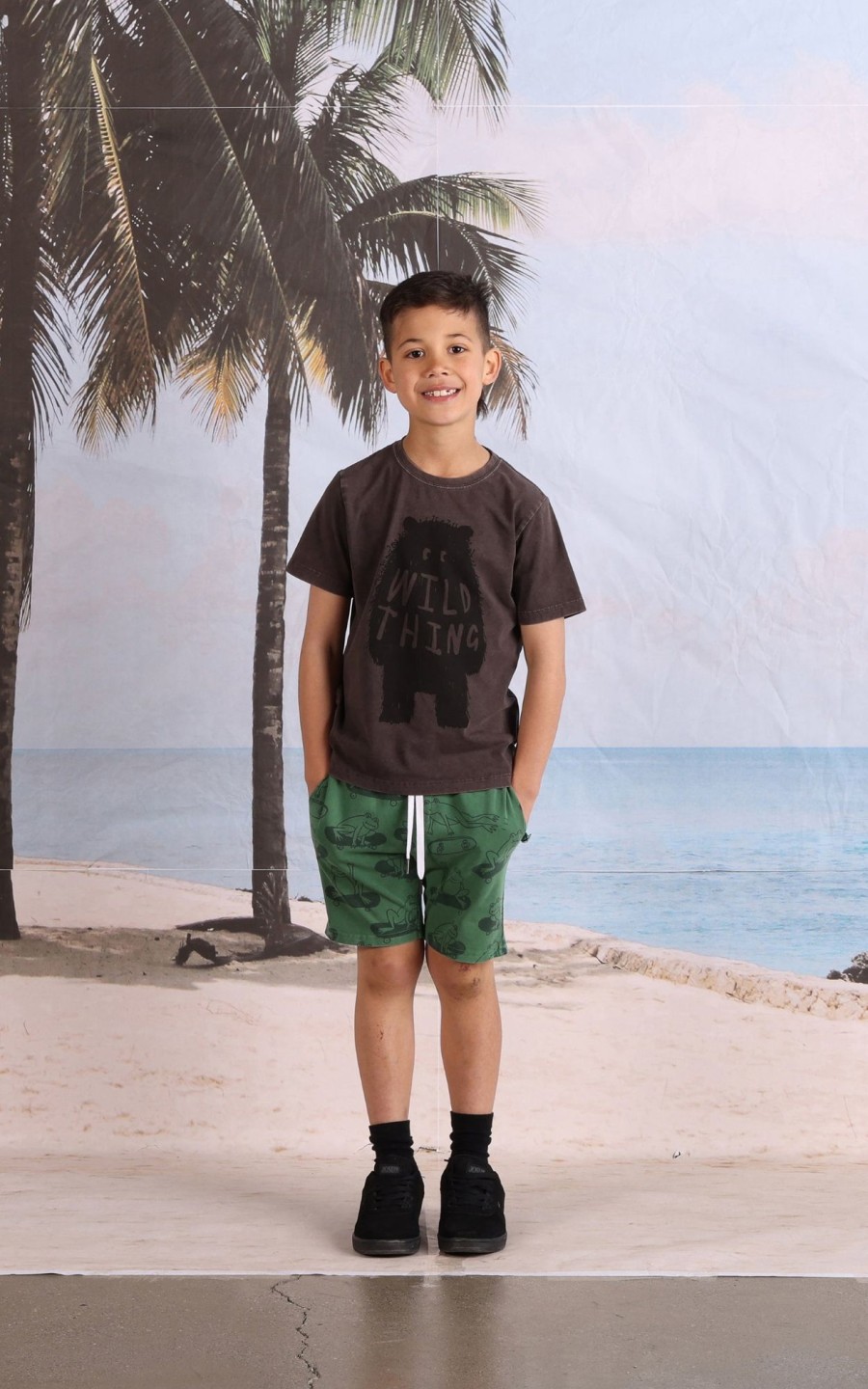 Child [2-14] Minti Bottoms | Minti Skate Frogs Short - Turf Wash