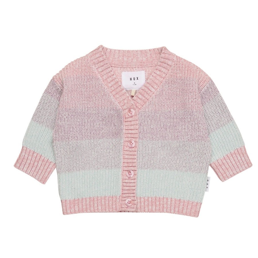 Baby [0-23M] Huxbaby Outerwear | Huxbaby Jewel Boxy Cardigan - Rainbow Stripe