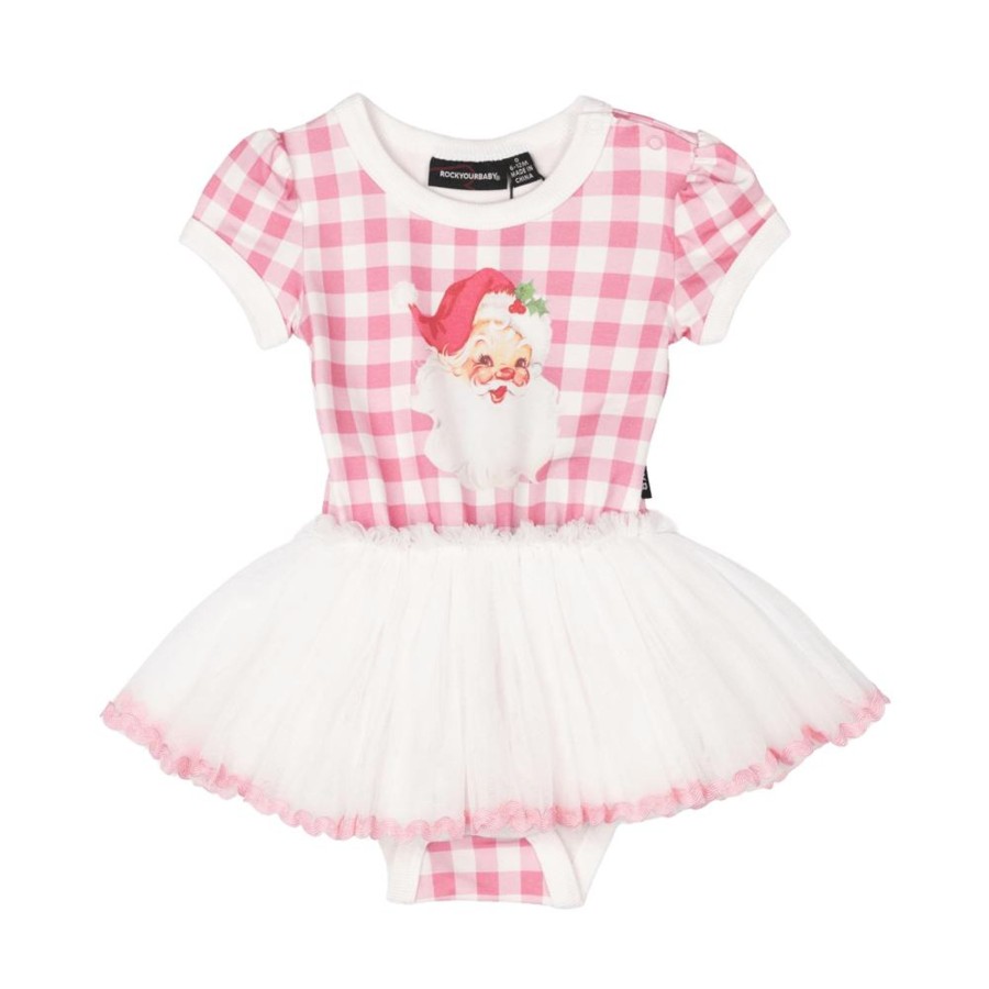 Baby [0-23M] Rock Your Baby Dresses | Rock Your Baby Circus Dress - Pink Gingham Santa | Baby