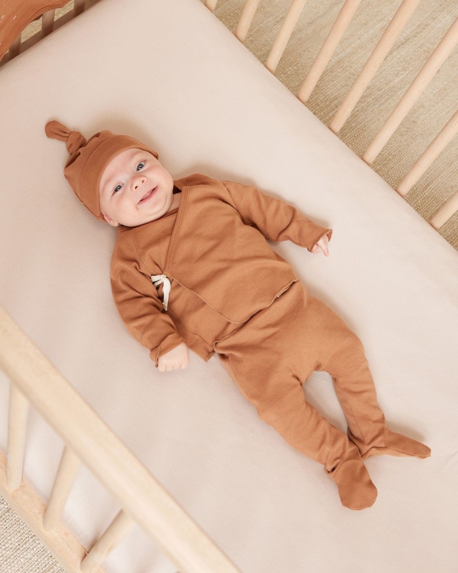 Baby [0-23M] Quincy Mae Tops | Quincy Mae Wrap Top + Footed Pant Set - Cinnamon