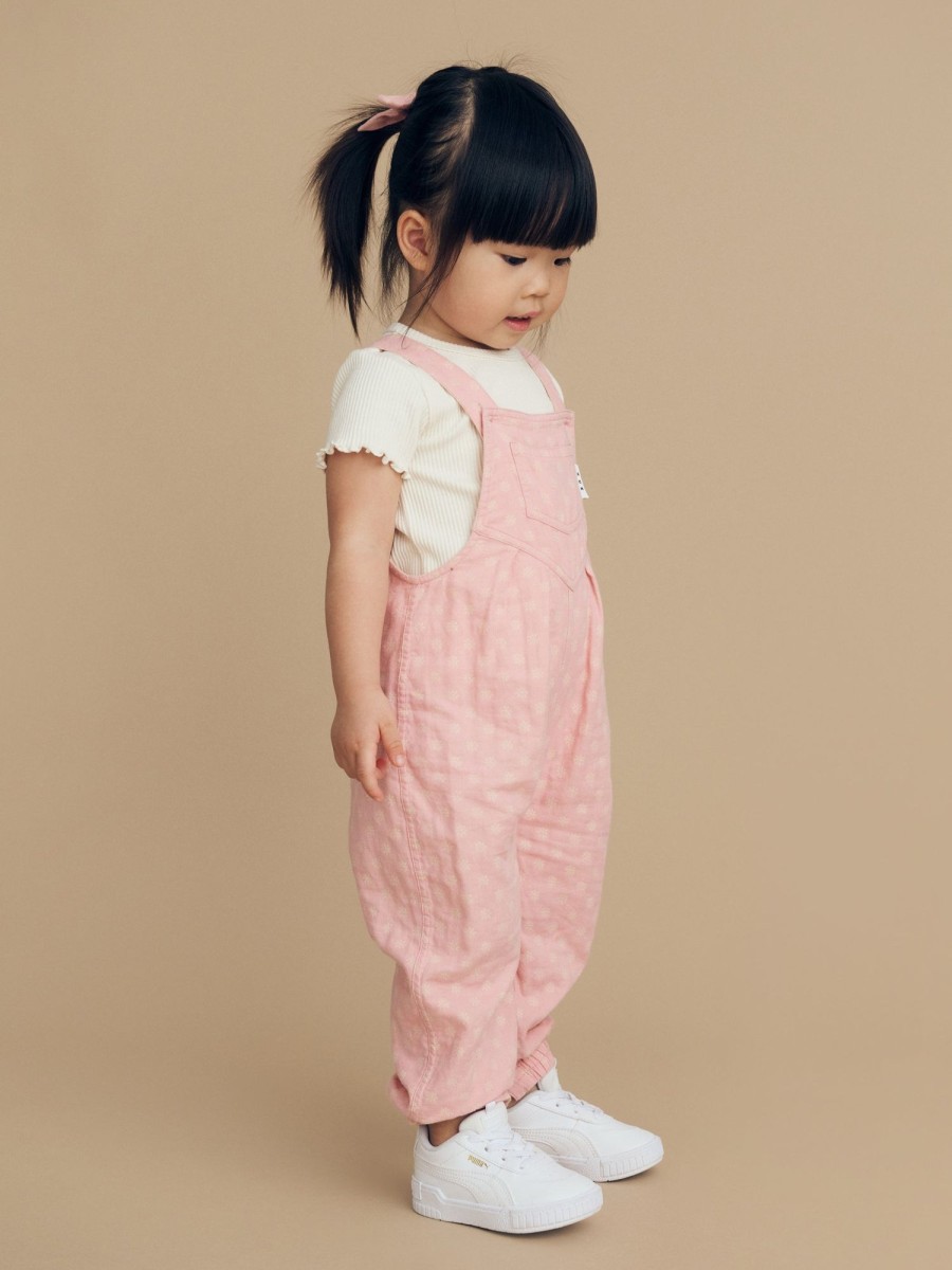 Child [2-14] Huxbaby Overalls + Playsuits | Huxbaby Daisy Reversible Overalls - Dusty Rose + Sunkiss