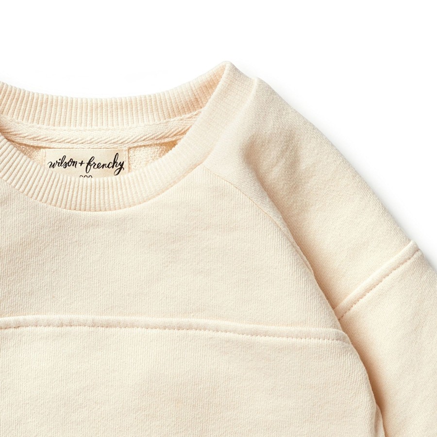 Baby [0-23M] Wilson & Frenchy Jumpers | Wilson And Frenchy Organic Terry Spliced Sweat - Eggnog