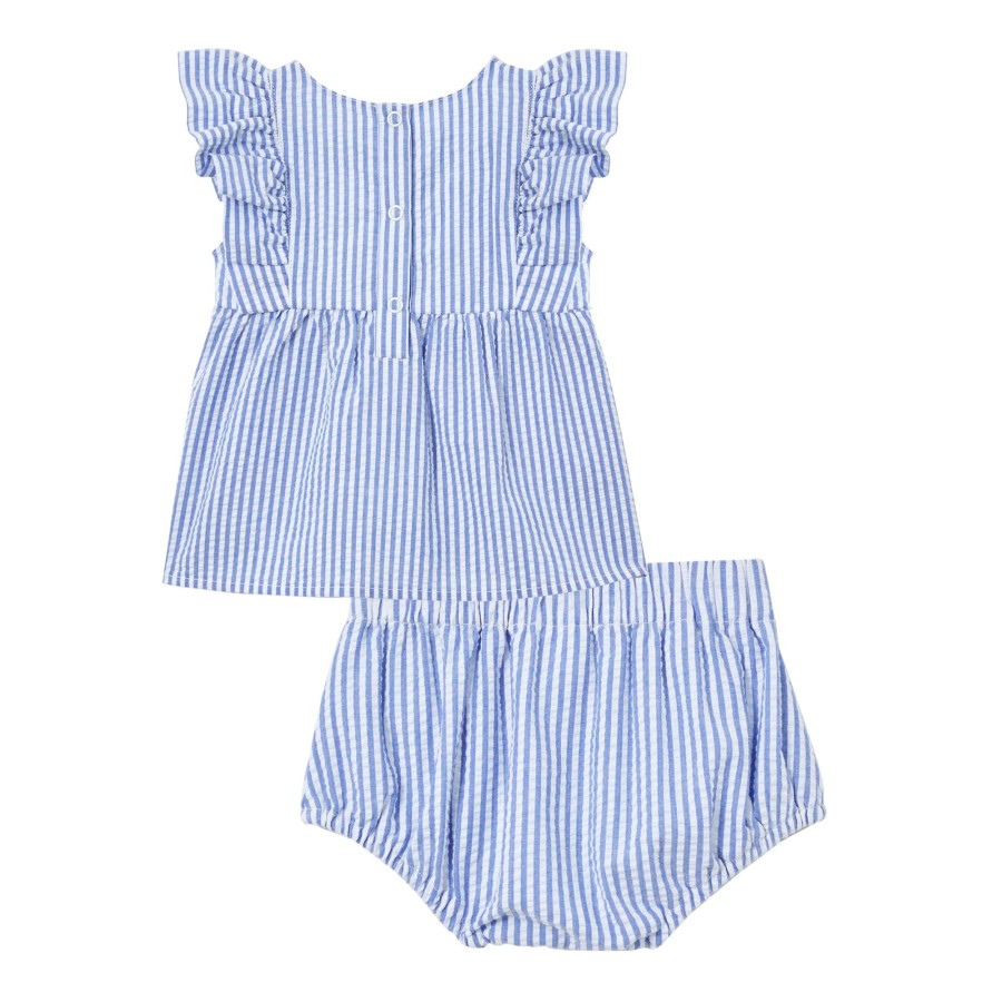 Baby [0-23M] Milky Tops | Milky Yacht Stripe Set - Blue Stripe