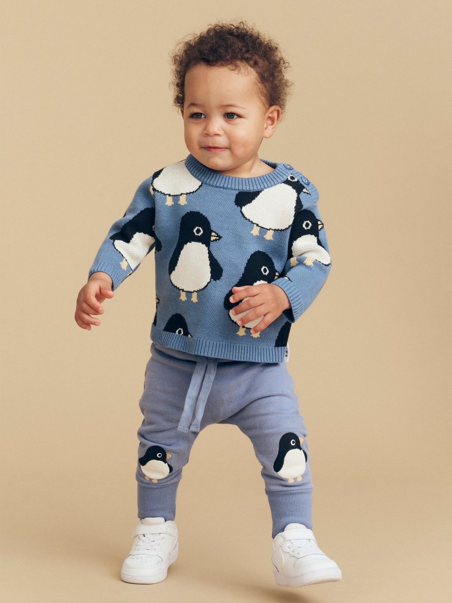 Child [2-14] Huxbaby Jumpers | Huxbaby Penguin Knit Jumper - Summer Lake