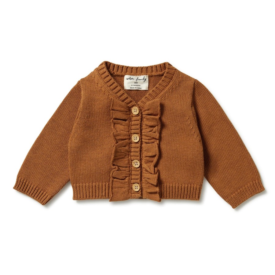 Baby [0-23M] Wilson & Frenchy Outerwear | Wilson And Frenchy Knitted Ruffle Cardigan - Spice