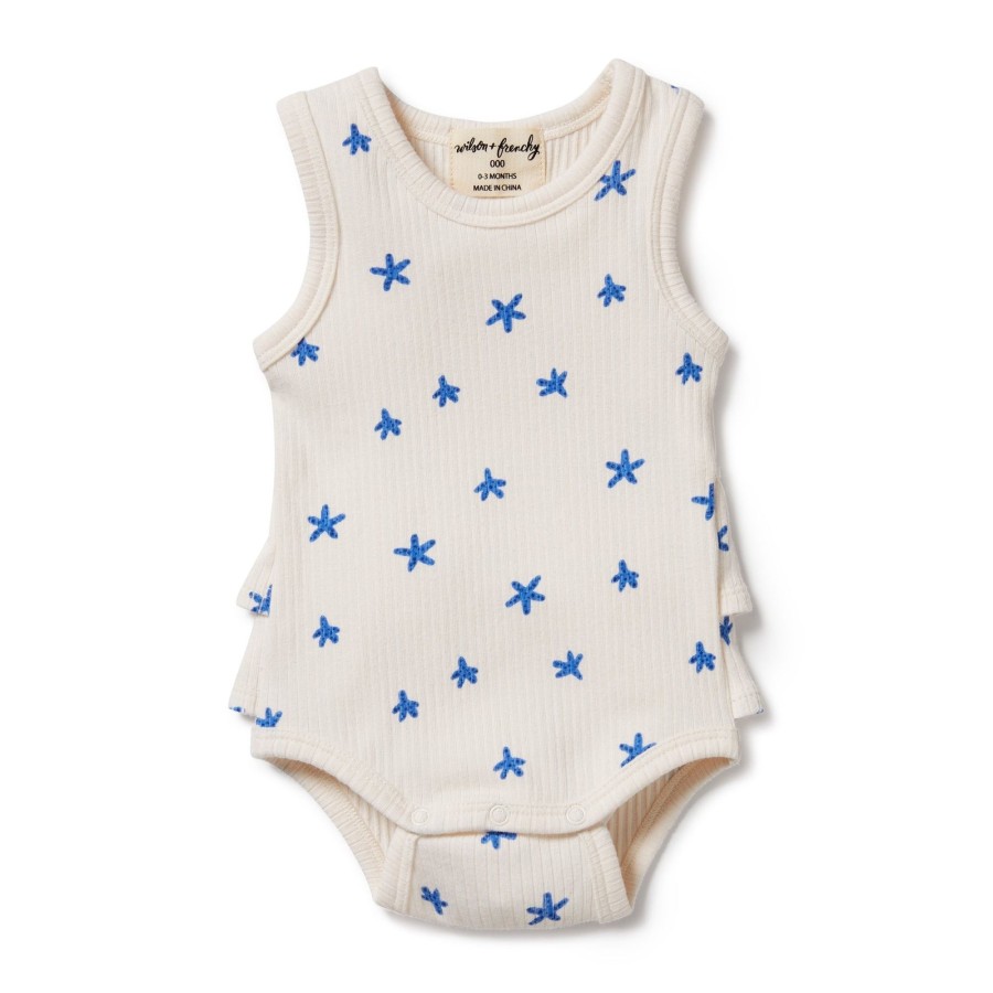 Baby [0-23M] Wilson & Frenchy All In One | Wilson And Frenchy Organic Rib Ruffle Bodysuit Little Starfish