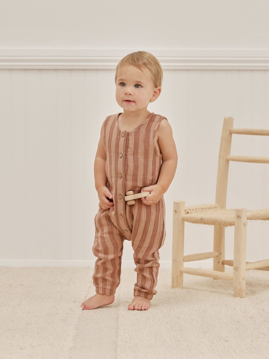 Child [2-14] Quincy Mae Overalls + Playsuits | Quincy Mae Woven Jumpsuit | Retro Stripe