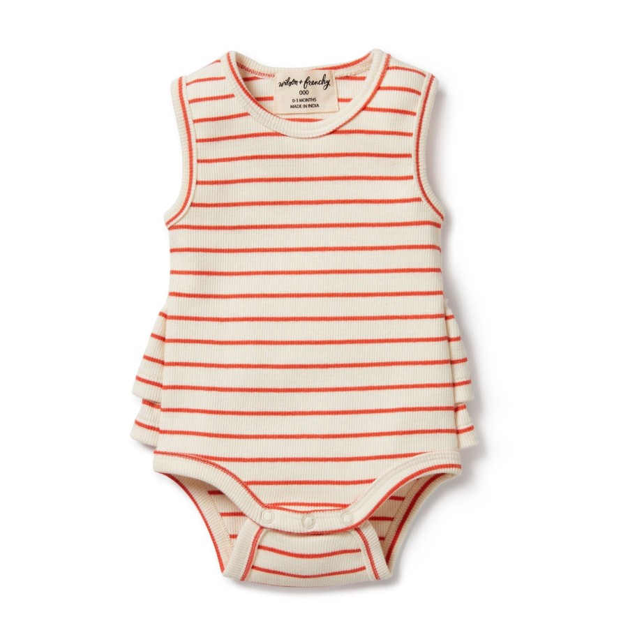 Baby [0-23M] Wilson & Frenchy All In One | Wilson And Frenchy Organic Ruffle Bodysuit Petit Rouge