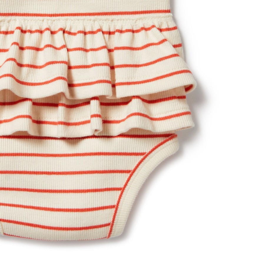 Baby [0-23M] Wilson & Frenchy All In One | Wilson And Frenchy Organic Ruffle Bodysuit Petit Rouge