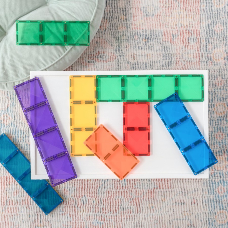 Play + Learn Connetix Construction | Connetix Tiles - 18 Piece Rectangle Set | Rainbow