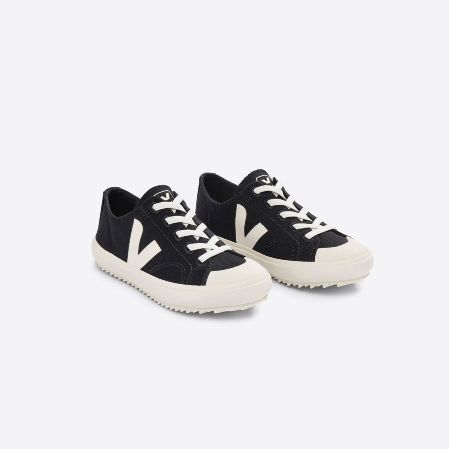 Child [2-14] Veja Footwear | Veja Flip Elastic Laces Canvas - Black Pierre