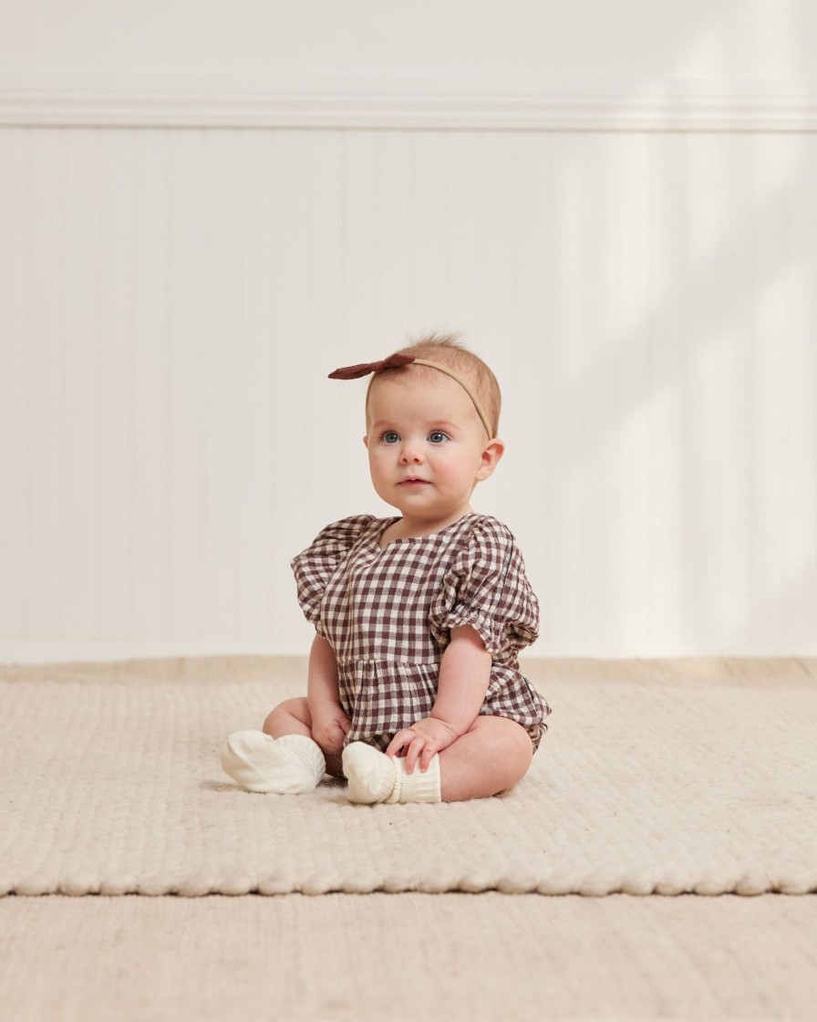 Baby [0-23M] Quincy Mae All In One | Quincy Mae Cosette Romper - Plum Gingham