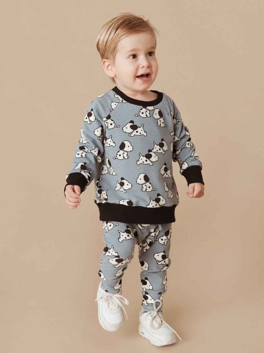 Baby [0-23M] Huxbaby Jumpers | Huxbaby Doggie Reversible Sweatshirt - Black / Teal