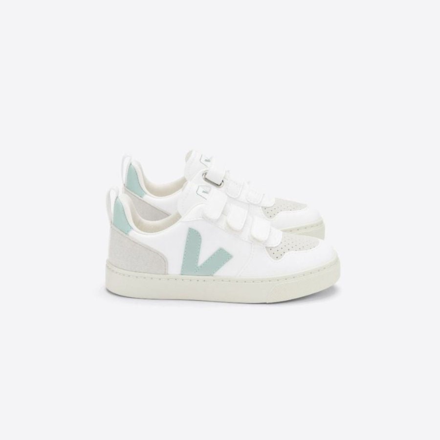 Child [2-14] Veja Footwear | Veja V-10 Velcro Cwl - White/Matcha