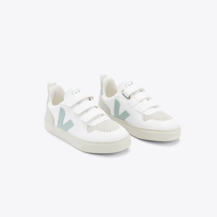 Child [2-14] Veja Footwear | Veja V-10 Velcro Cwl - White/Matcha