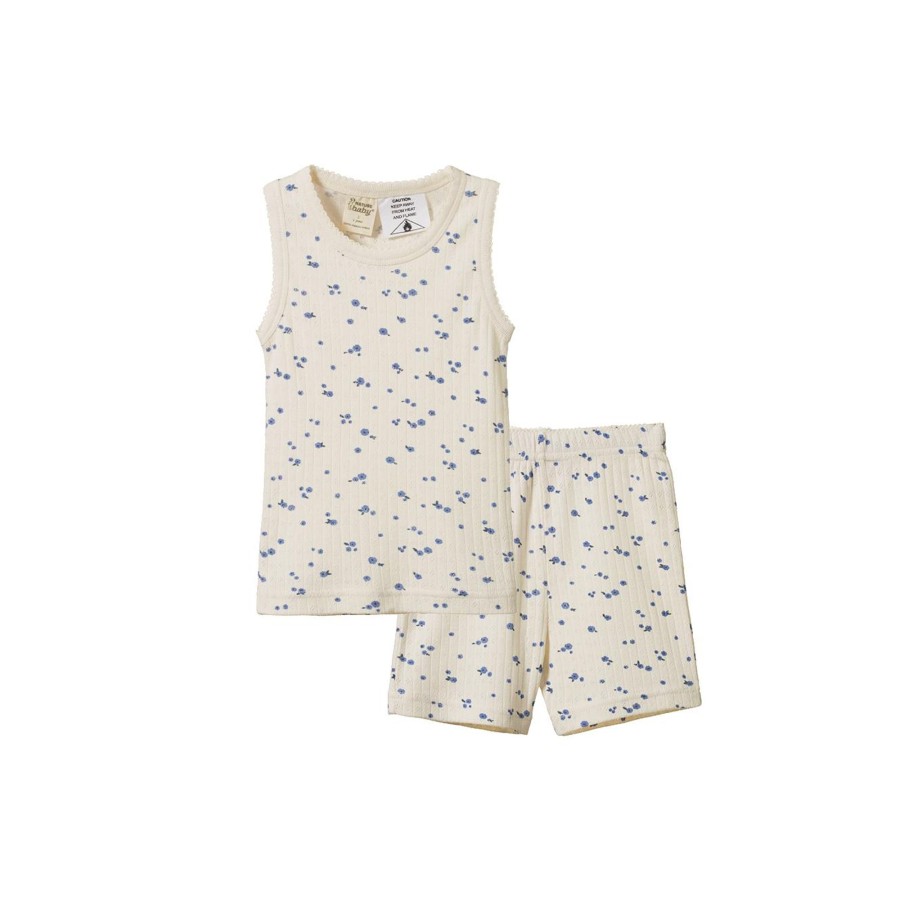 Child [2-14] Nature Baby Sleep | Nature Baby Singlet Pyjama Set Pointelle - Daisy Print