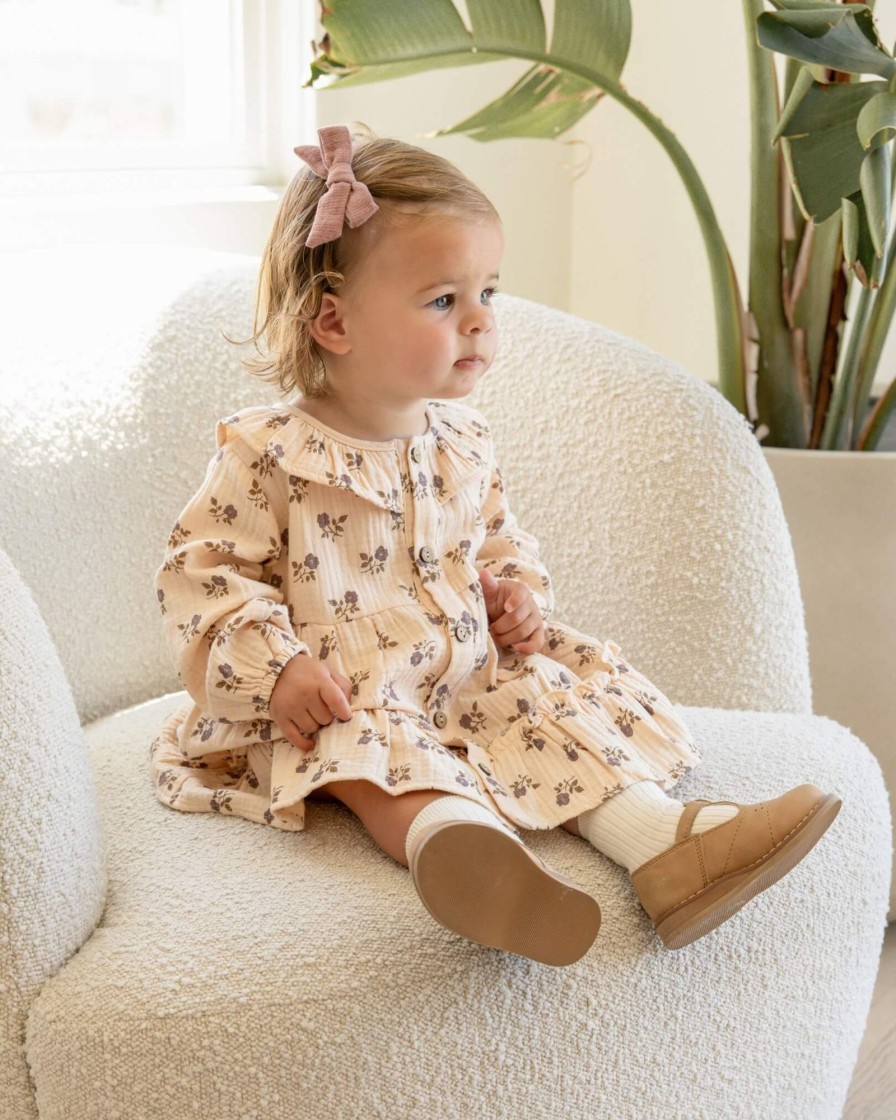 Baby [0-23M] Quincy Mae Dresses | Quincy Mae Ruffle Collar Button Dress - Fig Flora