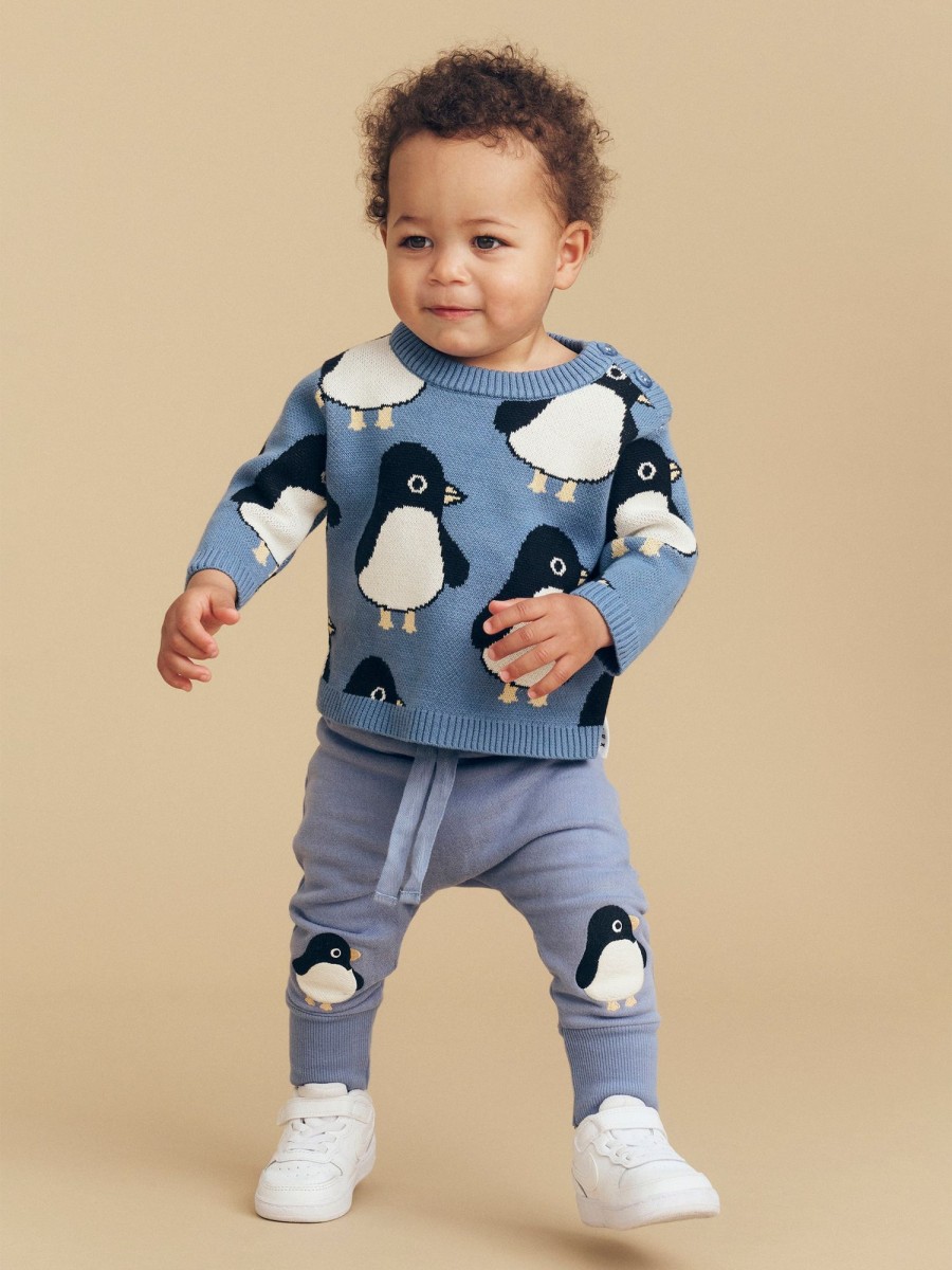 Baby [0-23M] Huxbaby Knitwear | Huxbaby Penguin Knit Jumper - Summer Lake