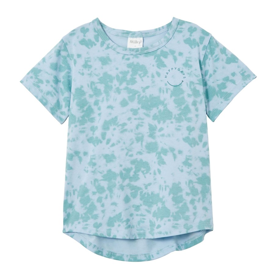 Baby [0-23M] Milky Tops | Milky Green Tie Dye Tee - Ice Blue