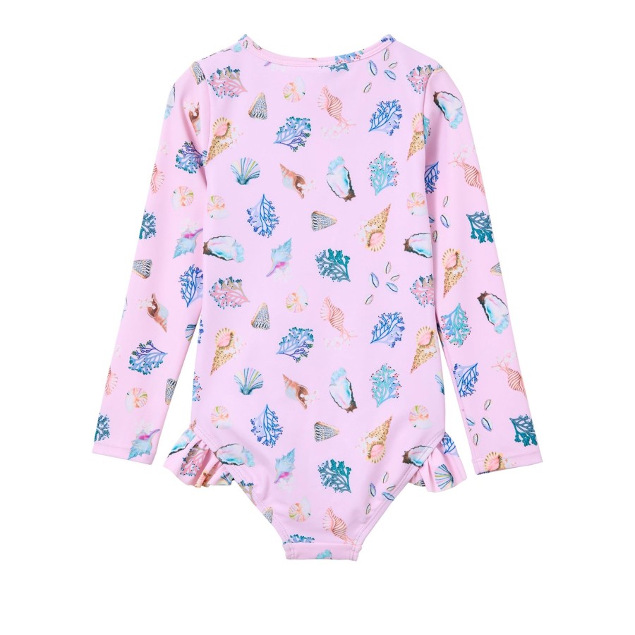 Child [2-14] Milky Swim | Milky Seashell Long Sleeve Swimsuit - Blossom Pink