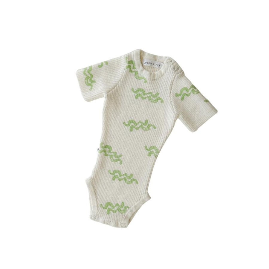 Baby [0-23M] Ziggy Lou Knitwear | Ziggy Lou - Summer Ribbed Bodysuit | Waves